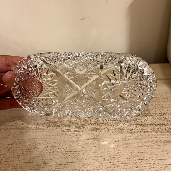 Vintage crystal brilliance cut glass celery dish with saw tooth edge - Picture 1 of 8